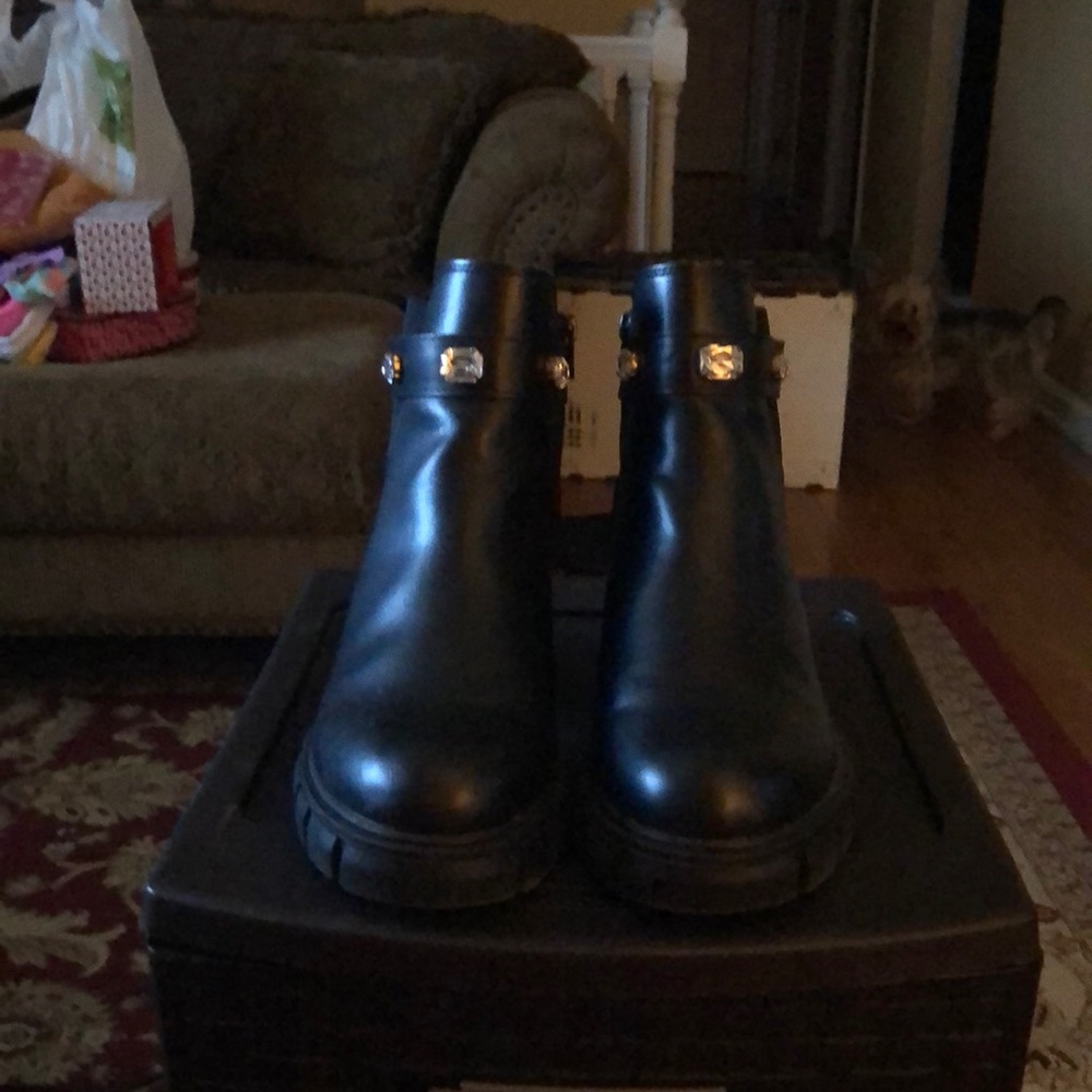 Black Fax Leather Booties